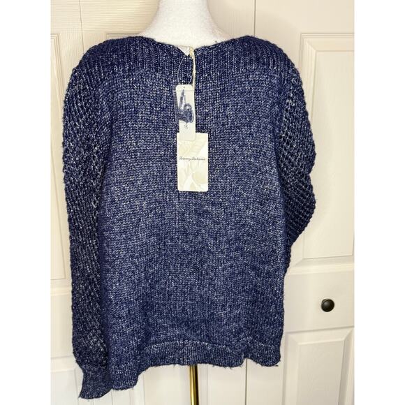 Tommy Bahama Sz XL Blue Pullover Boat Neck Shimmer Balloon Sleeve Sweater NWT - Picture 4 of 9